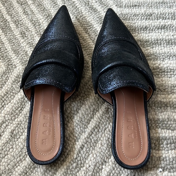 New Marni Blue Metallic Mules 37.5 - Picture 8 of 15